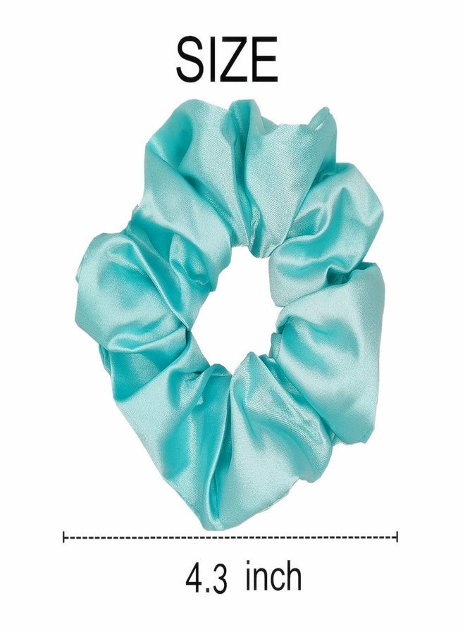 Sufermoe 12 Pcs Soft Satin Silk Hair Scrunchies, Blue Green, 4.3 Inch Hair Ties for Women and Girls - Image 3